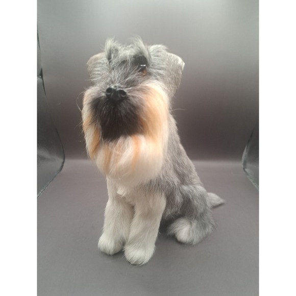 Other - Realistic Furry Dog Figurine‎ Terrier Mini Schnauzer Scotty Gray Puppy Beard Pet